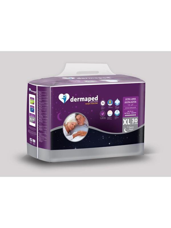 Dermaped Gece Xlarge 120-170 cm 30'lu Bel bantlı Yetişkin Hasta Bezi 120 Adet - Image 1