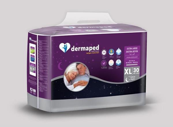 Dermaped Gece Xlarge 120-170 cm 30'lu Bel bantlı Yetişkin Hasta Bezi 120 Adet - Image 1