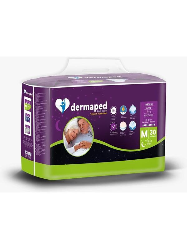 Dermaped Gece Medium 85-125 cm 30'lu Bel bantlı Yetişkin Hasta Bezi 120 Adet - Image 1