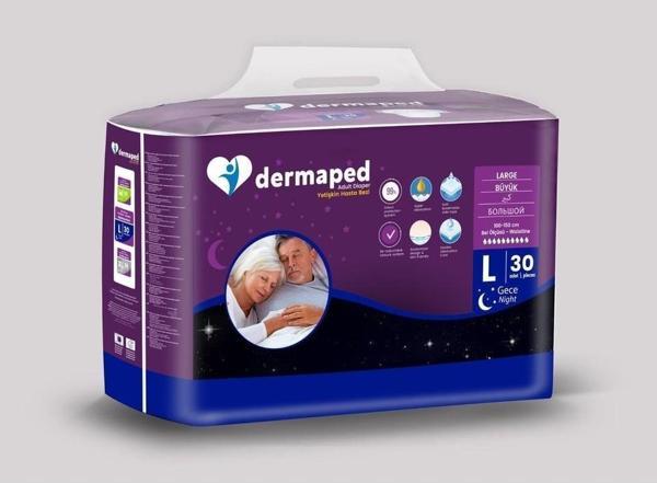 Dermaped Gece Large 100-150 cm 30'lu Bel bantlı Yetişkin Hasta Bezi 120 Adet - Image 1