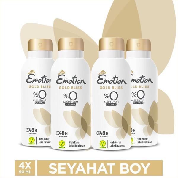 Emotion Gold Bliss Kadın Deodorant 4x90 Ml Seyahat Boy - Image 1