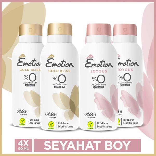 Emotion Gold Bliss & Joyous Seyahat Boy Kadın Deodorant Seti 4x90 Ml - Image 1