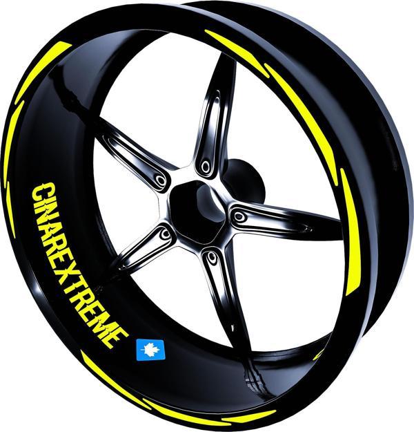 3 Parça Tasarımlı Floresan Sarı Jant Şeridi Sticker Çınar Extreme  - Image 1