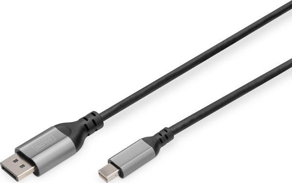 DIGITUS 8K DisplayPort Adapter Cable, Mini DP to DP  M/M, 2.0m, Alu Housing, UHD 8K, DP 1.4, bl - Image 1