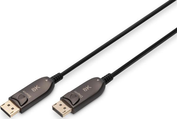 DIGITUS DisplayPort AOC Connection Cable M/M, 20m, UHD 8K, 8K@60Hz, DP 1.4, gold, bl - Image 1