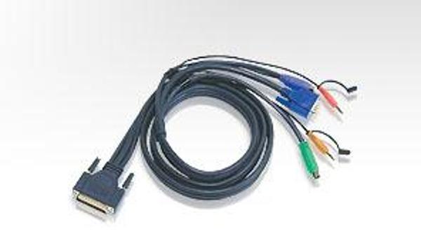 PS/2 KVM (Keyboard/Video Monitor/Mouse) Switch İçin Kablo, 5 metre, 1 x DB-25 erkek &lt;-&gt; 1 x Monitör 15 pin HDB erkek, 1 x Klavye 6 pin Mini-Din erkek, 1 x Mouse 6 pin Mini-Din erkek, 2 x Audio y - Image 1