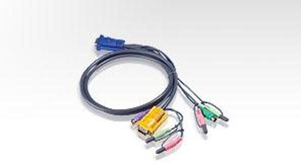 PS/2 KVM (Keyboard/Video Monitor/Mouse) Switch İçin Kablo, 3 metre, 1 x SPHD-15 Erkek, 2 x Audio yuvası &lt;-&gt; 1 x Monitör 15 pin HDB erkek, 1 x Klavye 6 pin Mini-Din erkek, 1 x Mouse 6 pin Mini-Di - Image 1