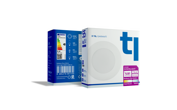 Tuled Redeem Plus C10W Downlight, Titreşimsiz, Göz Konforu, Tekli, Tuled Beyazı, 5000 Kelvin - Image 1