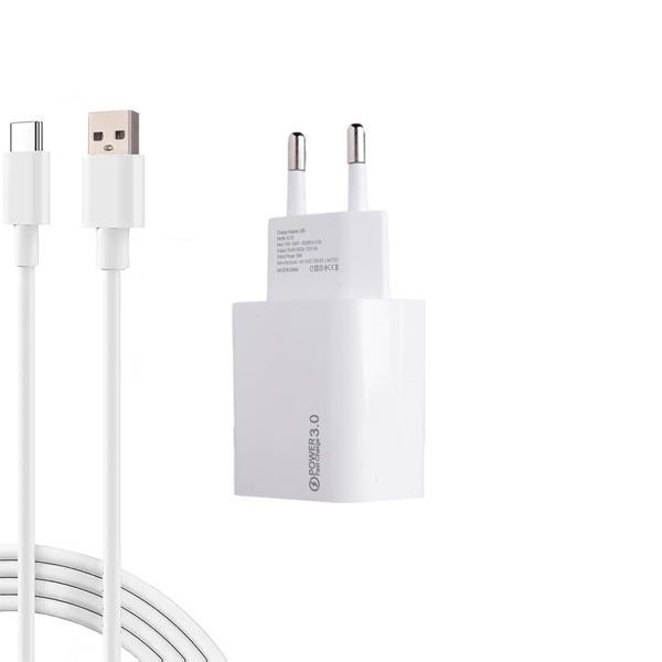 AC18 ECO Bundle 18W Hızlı Şarj Cihazı + USB-A to Type-C Kablo , QC 3.0 Destekli - Image 1
