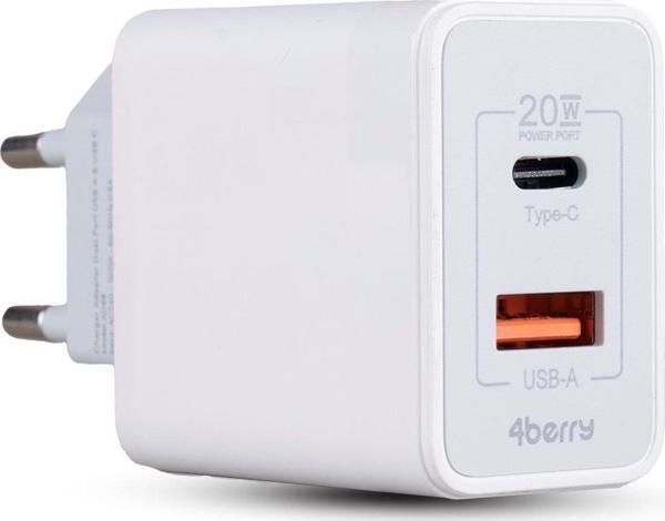 AD88 20W Çift USB Şarj Adaptörü - Hızlı Şarj Cihazı BEYAZ - Image 1