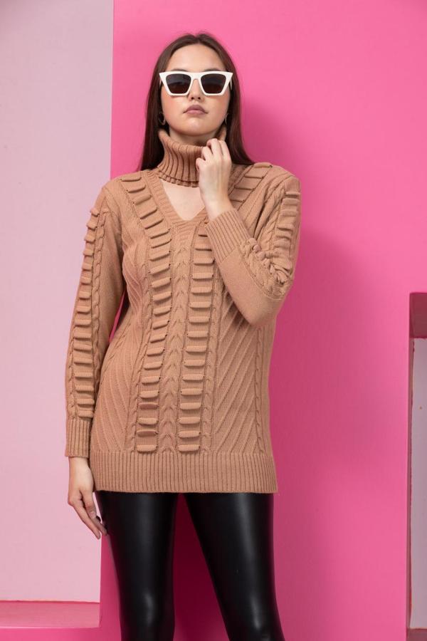 Kadın Önü Yığmalı Triko Bluz 11014 - Image 1