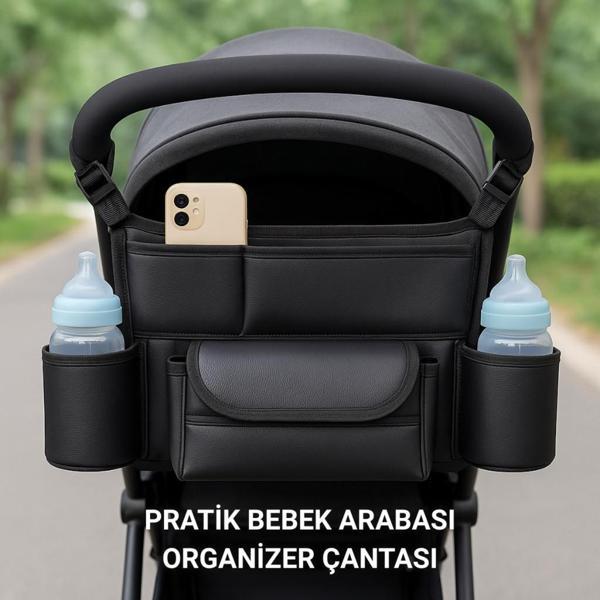 Polham Pratik 8 Bölmeli Çok Fonksiyonlu Bebek Arabası İçin Organizer Çanta, Biberen, Bez, Telefon Tutucu Çanta - Image 1