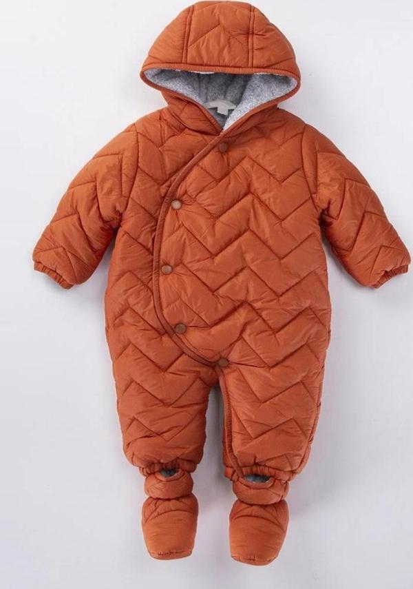 Kapitone İçi Kürklü Peluş Çıtçıtlı Kışlık Kapüşonlu Çocuk Erkek Bebek Astronot Tulum Kozmonot Mont - Image 1