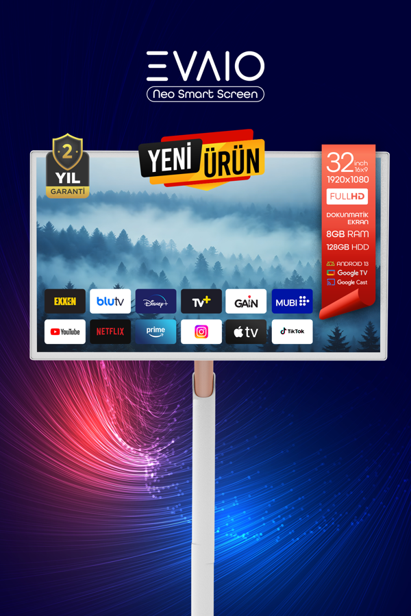 EVAIO Neo 32 inç 80 Ekran FHD Taşınabilir Android Smart LED Ekran - Image 1