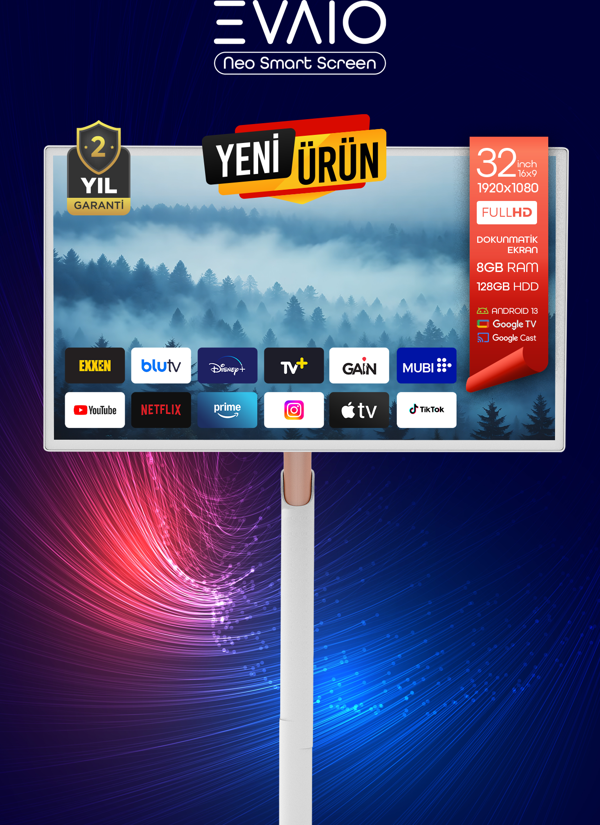 EVAIO Neo 32 inç 80 Ekran FHD Taşınabilir Android Smart LED Ekran - Image 1
