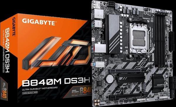 GIGABYTE B840M DS3H 8200MHz OC DDR5 Soket AM5 M.2 HDMI DP mATX Anakart - Image 1