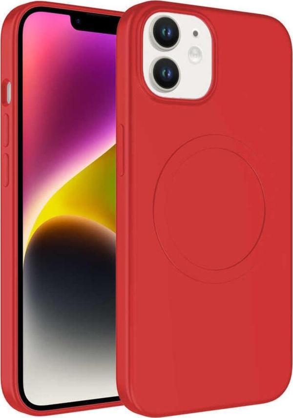 Coverzone Iphone 11 Ile Uyumlu Kılıf Magsafe Uyumlu Wireless Şarj Özellikli Pastel Color Silikon Kapak Kırmızı - Image 1