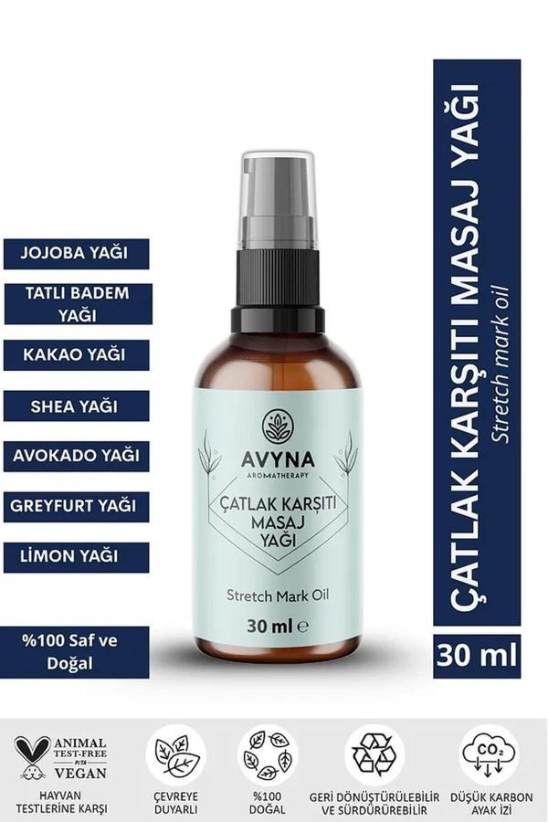 Reyo Avyna Çatlak Karşıtı Masaj Yağı 30 ml Cam Şişede %100 Doğal Selülit Karşıtı - Image 1