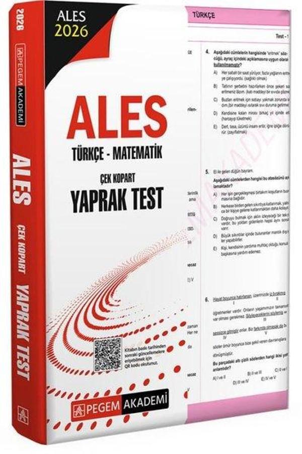 2026 ALES Türkçe - Matematik Çek Kopart Yaprak Test - Pegem Akademi Yayıncılık - Image 1