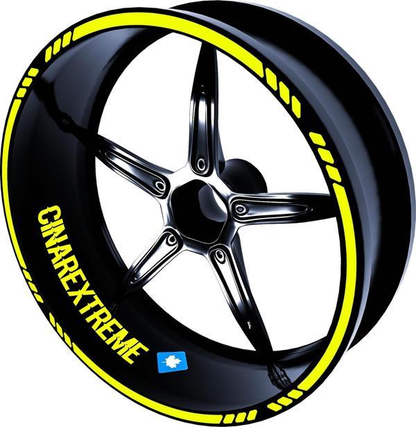 4 Parçalı Kesikli Tasarımlı Floresan Sarı Jant Şeridi Sticker Çınar Extreme  - Image 1