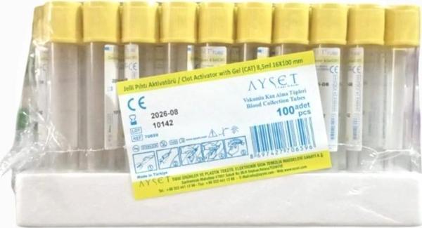Vakumlu Jelli Boş Tüp 8 ML (Sarı Kapak) 100'lü Paket - Image 1