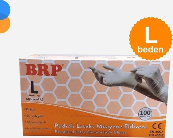 BRP Lateks Pudralı Eldiven Large (L) 100'lü Kutu - Image 1