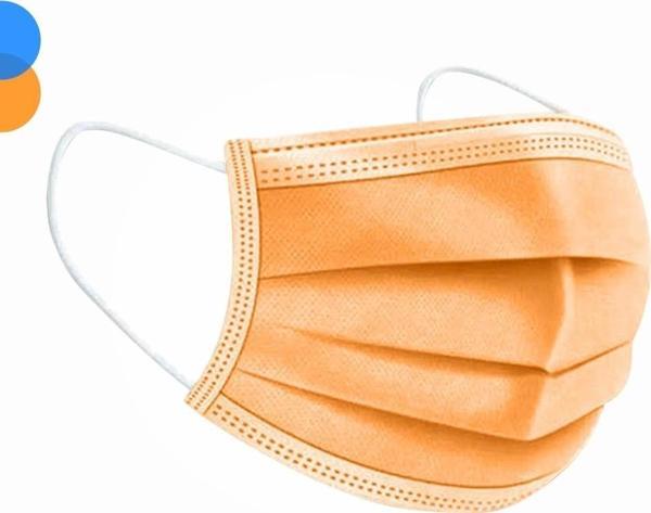 Cerrahi Maske 3 Katlı Meltblown Filtreli 50'li Kutu - Turuncu - Image 1