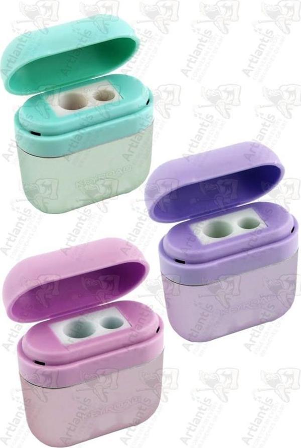 Kalemtraş 2 li 3 Adet Kulaklık Kutulu Airpods Hazneli Jumbo ve Standart Kalem Açacağı Plastik Kalemtıraş - Image 1