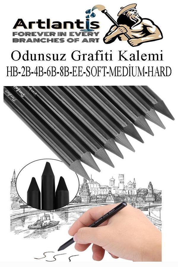 Odunsuz Grafiti Kalemi 9 lu 1 Paket Odunsuz Kömür Kalemi Füzen Kalemi Çizim Kalemi Eskiz ve Karakalem Kalemi - Image 1