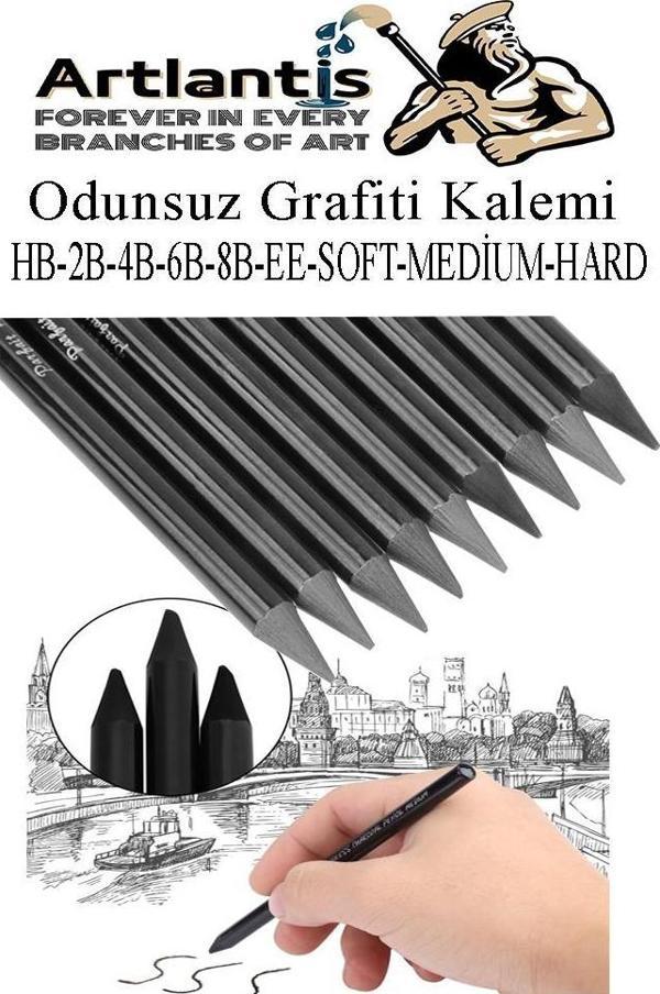 Odunsuz Grafiti Kalemi 9 lu 1 Paket Odunsuz Kömür Kalemi Füzen Kalemi Çizim Kalemi Eskiz ve Karakalem Kalemi - Image 1