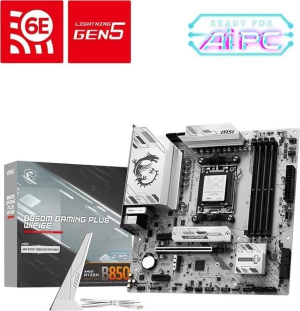 MSI B850M GAMING PLUS WIFI6E AMD Ryzen B850 AM5 Soket 8200MT/s WIFI6E mATX Anakart - Image 1