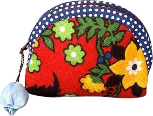 Uretti - Sibel 2453 6921 El Yapımı Pazen Kumaş Mavi Süslü Mini Cüzdan - Image 1