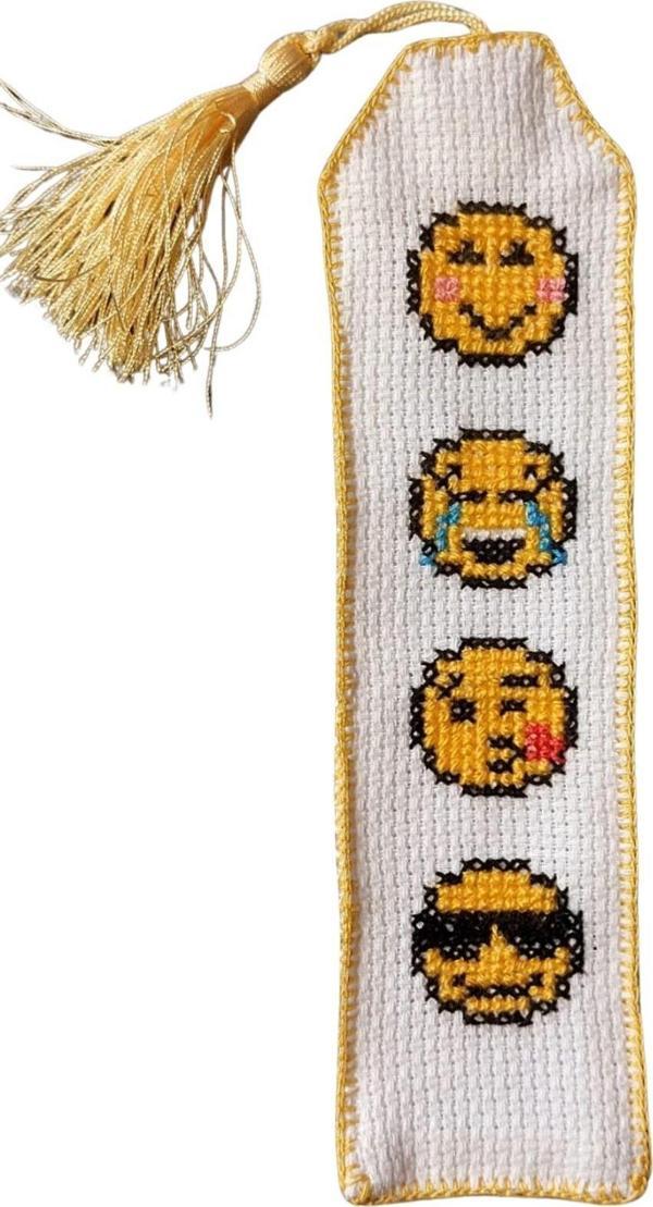 Uretti - Sibel 2453 6623 El Yapımı Eğlenceli Emoji Kanaviçe Kitap Ayracı - Image 1
