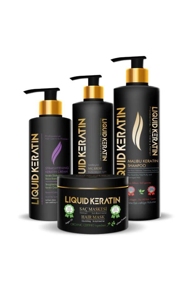 Kuru Mat Sert Kabaran Saçlar Için 4'lü Keratin Bakım Seti - Image 1