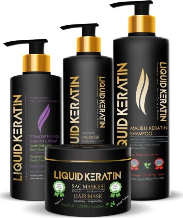Kuru Mat Sert Kabaran Saçlar Için 4'lü Keratin Bakım Seti - Image 1