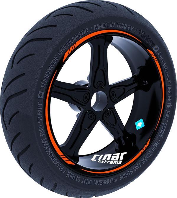 Alev Turuncusu 4 Parçalı Keskin Jant Şeridi Sticker Çınar Extreme  - Image 1