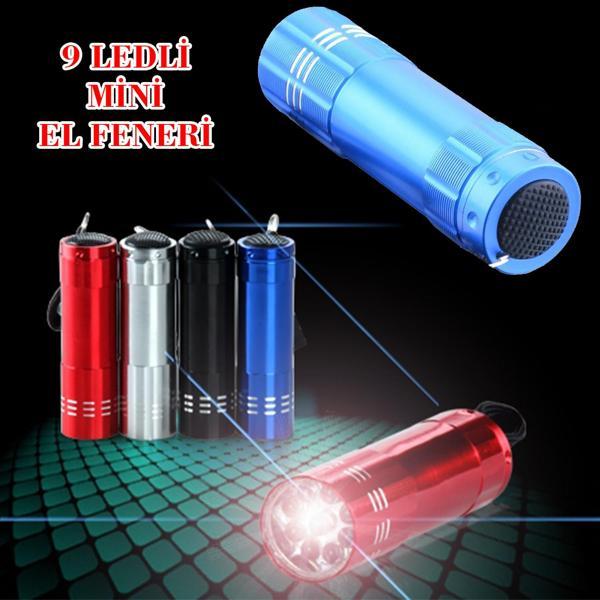 Süper Parlak 9 Ledli Metal Mini El Feneri - Image 1