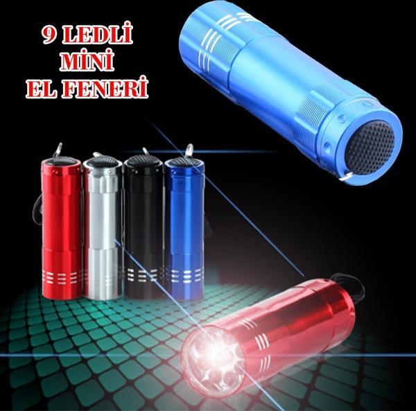 Süper Parlak 9 Ledli Metal Mini El Feneri - Image 1