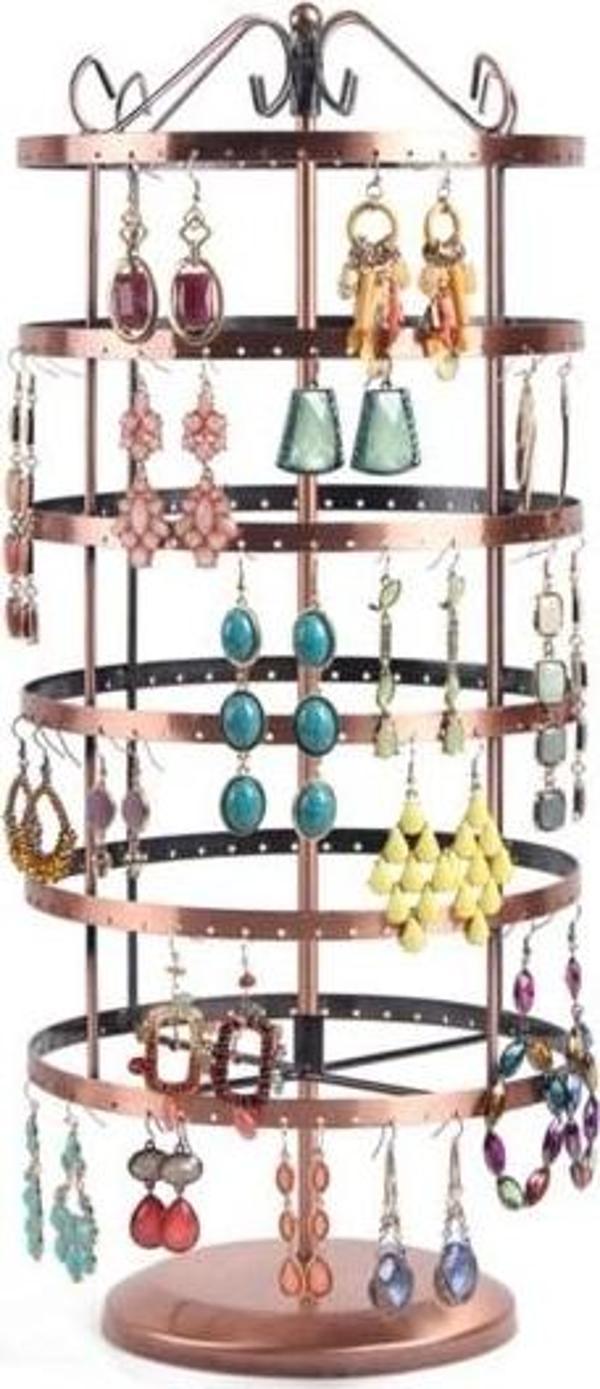 İthal Metal Dönen Yuvarlak Model Bakır Renk 46x16 Cm Küpe Standı - Image 1