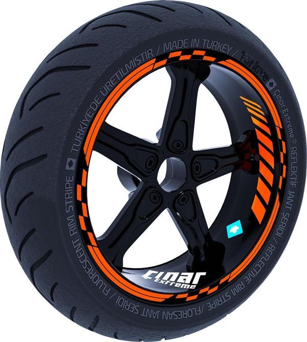 Alev Turuncusu Moto GP İç Dış Jant Şeridi Takım Sticker Çınar Extreme  - Image 1