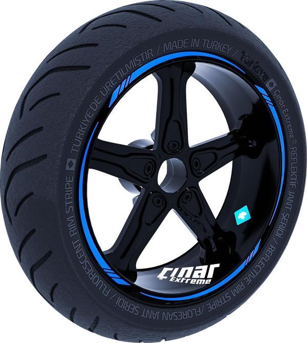 Azur Mavi 4 Parçalı Keskin Jant Şeridi Sticker Çınar Extreme  - Image 1