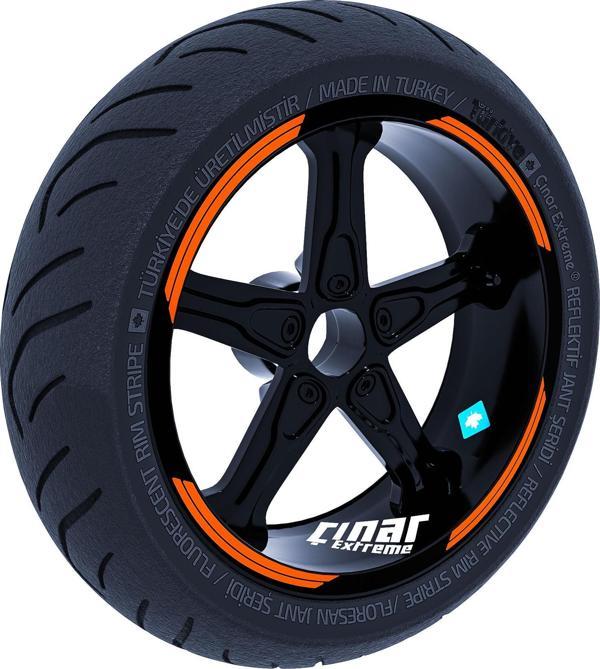 Double Stripe Tasarımlı Alev Turuncusu Jant Şeridi Sticker Çınar Extreme  - Image 1