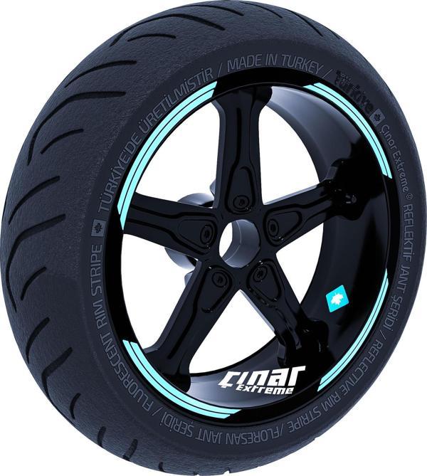 Double Stripe Tasarımlı Nane Yeşili Jant Şeridi Sticker Çınar Extreme  - Image 1