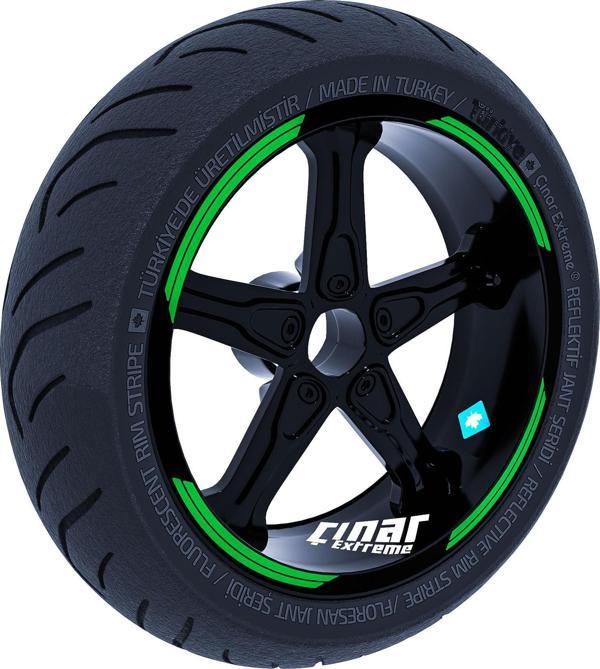 Double Stripe Tasarımlı Orman Yeşili Jant Şeridi Sticker Çınar Extreme  - Image 1