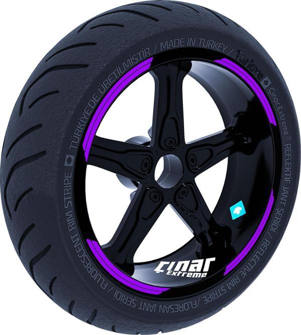 Double Stripe Tasarımlı Patlıcan Moru Jant Şeridi Sticker Çınar Extreme  - Image 1