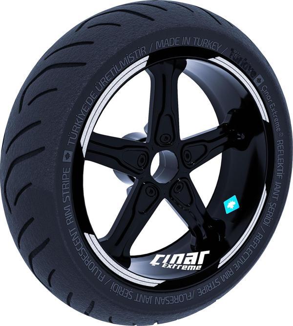 Double Stripe Tasarımlı Reflektif Gri Jant Şeridi Sticker Çınar Extreme  - Image 1