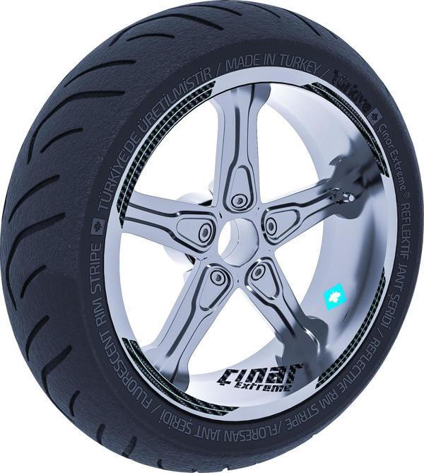 Double Stripe Tasarımlı Siyah Karbon Fiber Dokulu Jant Şeridi Sticker Çınar Extreme  - Image 1