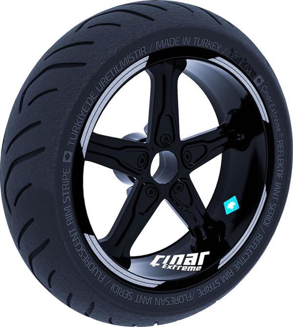 Double Stripe Tasarımlı Yaldızlı Gümüş Jant Şeridi Sticker Çınar Extreme  - Image 1