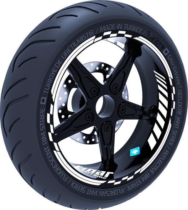 Floresan Beyaz Moto GP İç Dış Jant Şeridi Takım Sticker Çınar Extreme  - Image 1