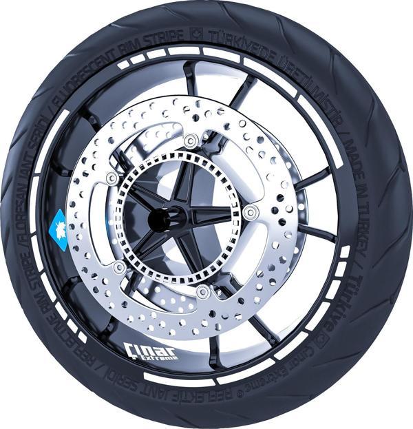 Floresan Beyaz Moto GP Stili Jant Şeridi Sticker Çınar Extreme  - Image 1